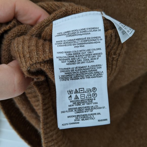 Brooks Brothers Lambswool Camel Crewneck Sweater - Picture 5 of 5